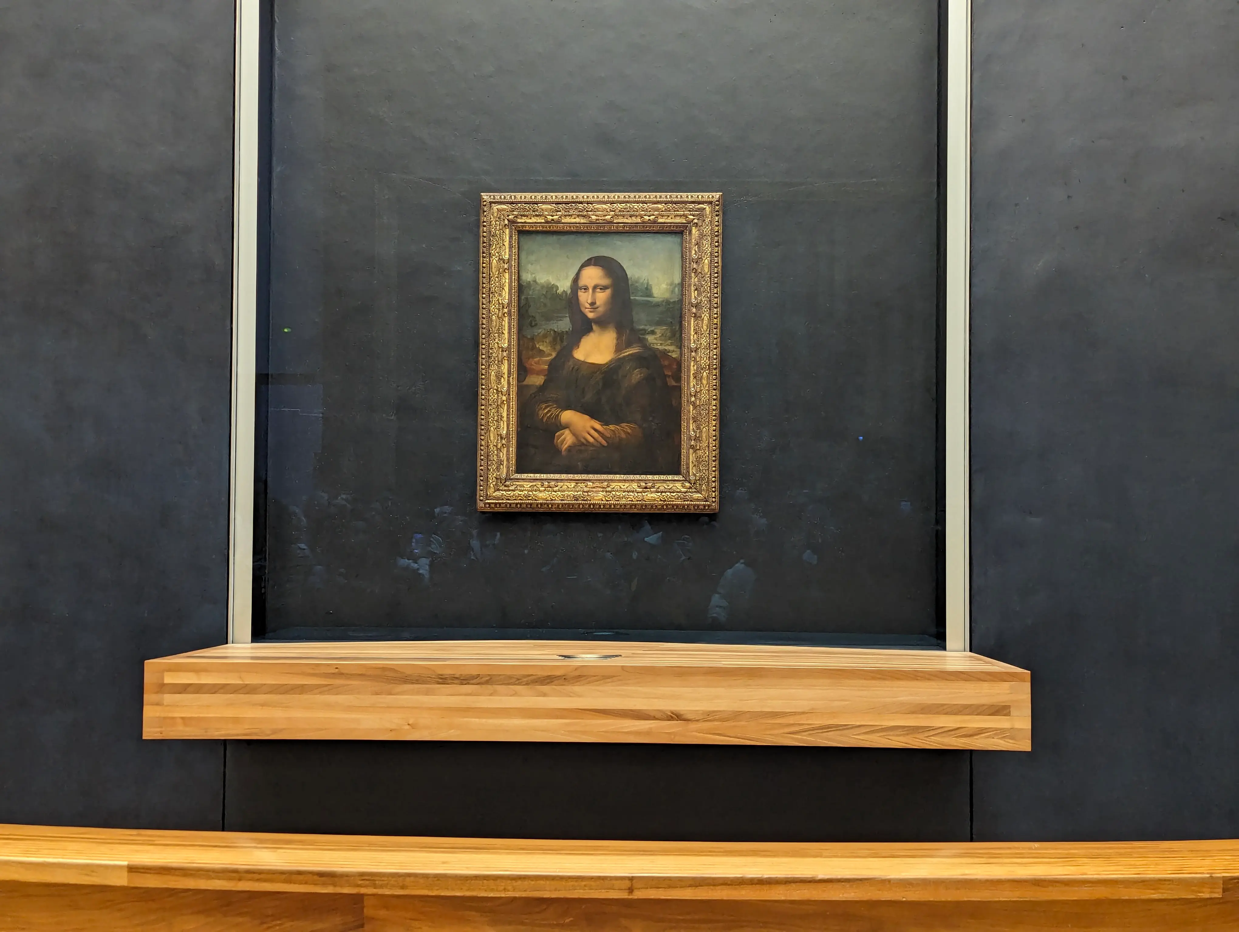 The Mona Lisa, front and center at the Louvre